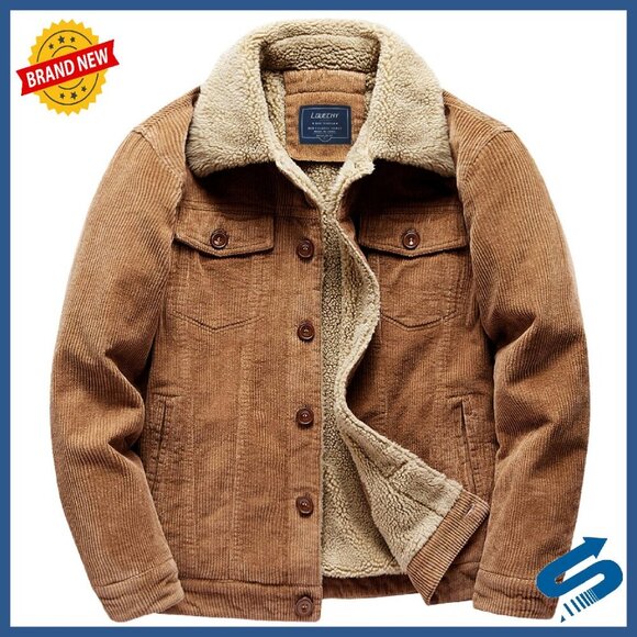 Other - Men's Corduroy Sherpa Lined Trucker Jacket Heavyweight Cotton Winter Coat